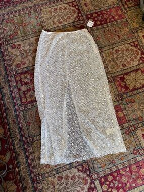 Free People Ivory Sequin Maxi Skirt